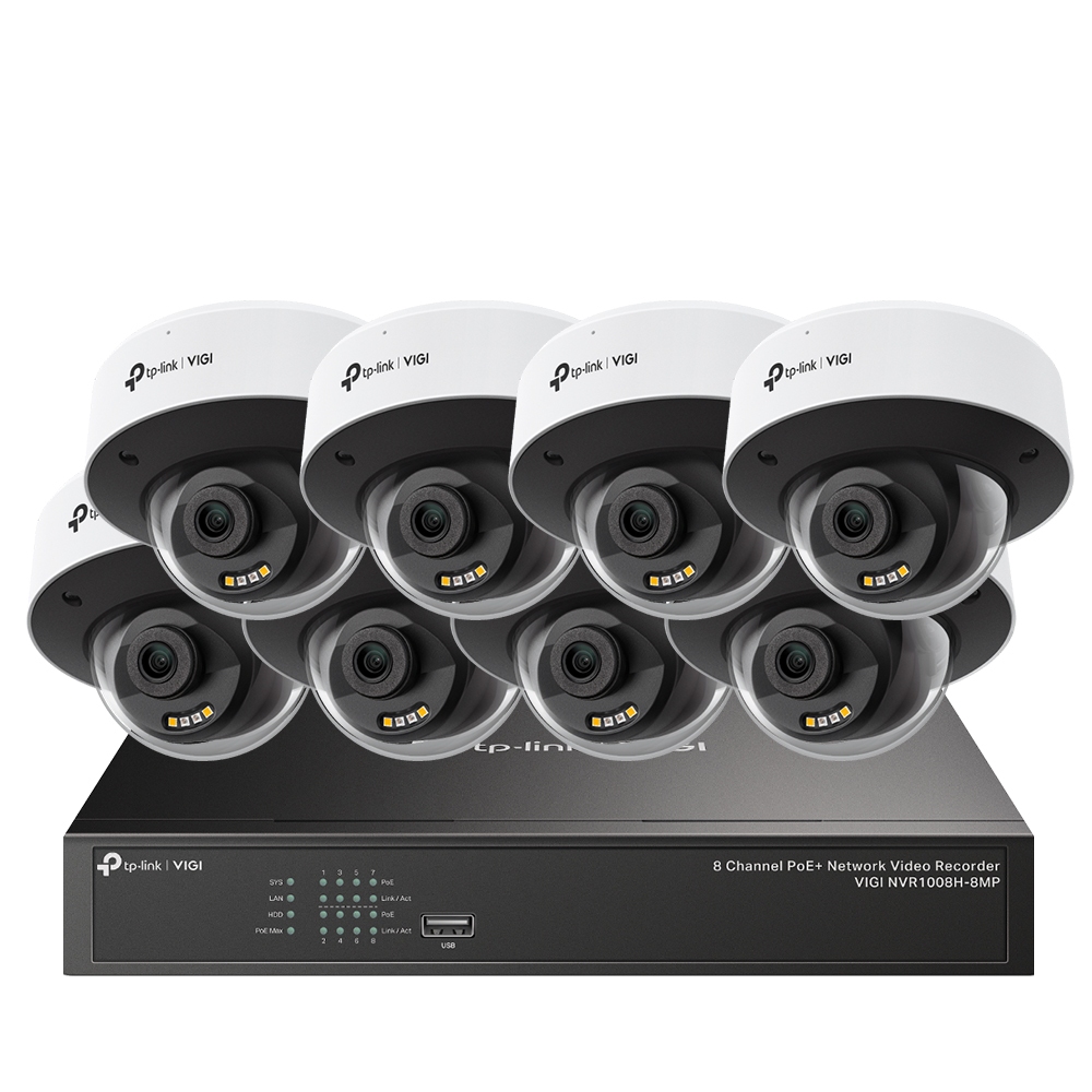 TP-LINK 昌運監視器組合 VIGI NVR1008H-8MP 8路主機+ 400萬全彩網路攝影機*8, , large