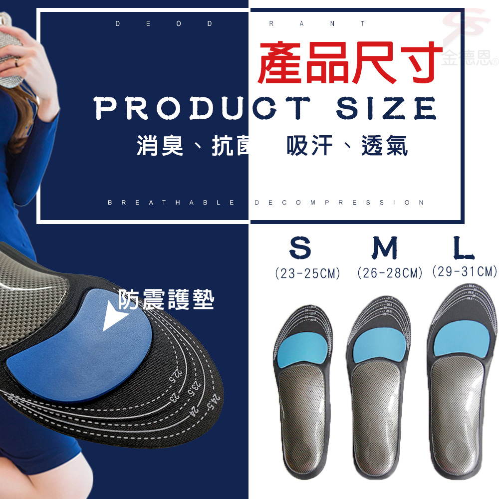金德恩 GS MALL 台灣製造 一雙S號 足弓型鞋墊 透氣鞋墊 足弓鞋墊 除臭鞋墊 除臭鞋墊 抗菌鞋墊 除臭 POLIYOU 透氣鞋墊, , large