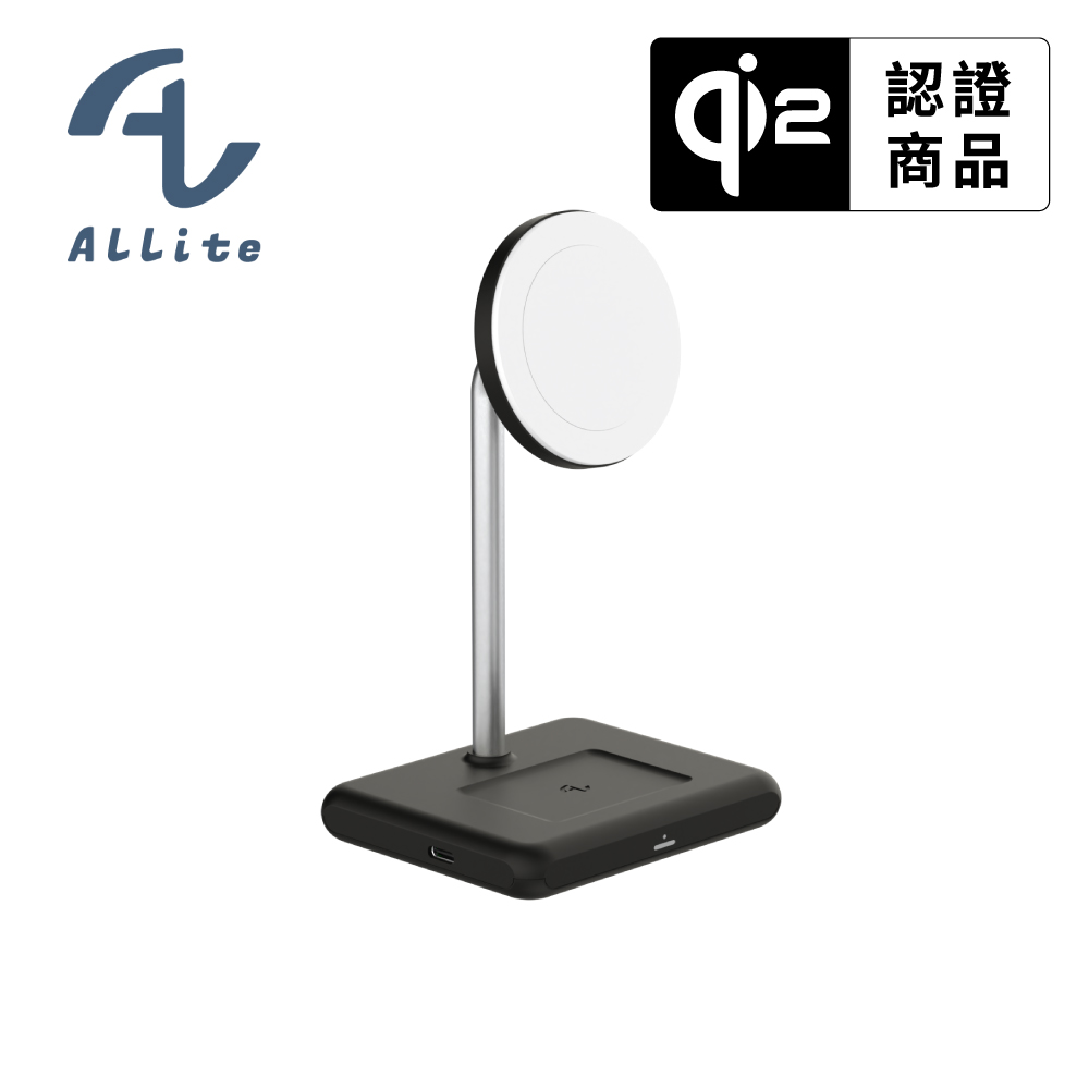 [萬摩科技]Allite WQ1 2+1  磁吸無線充電座 沈穩黑, , large