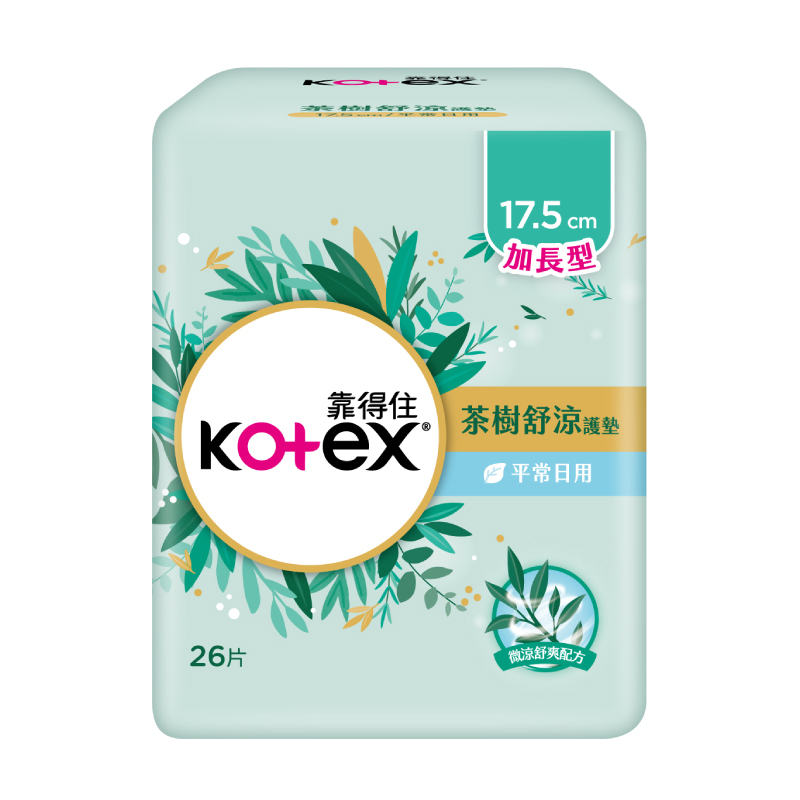 Kotex tea tree daily liner 17.5cm 26p, , large