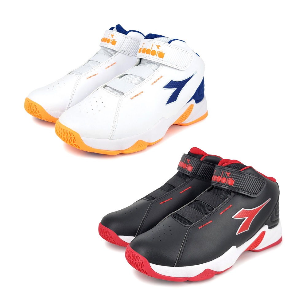 DIADORA迪亞多那 大童避震籃球鞋 童運動鞋 魔鬼氈 寬楦 保護後跟 抗菌 除臭 緩震 減壓 耐磨 防滑 白藍 黑紅, , large