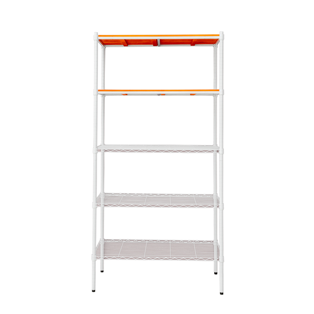 【Y HOUSE】90x45x180cm pine five-layer storage rack rack iron rack - painted white teak, , large