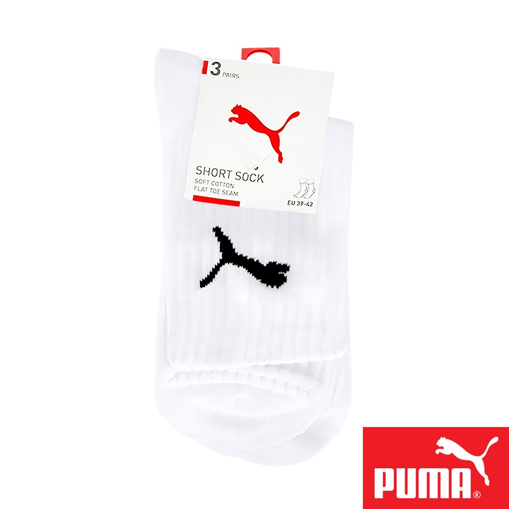 PUMA 男女款運動中筒襪1雙裝 彪馬 跳豹 男襪 女襪 襪子 運動襪 小腿襪 棉襪 柔軟 舒適 高彈 耐磨 黑 白, , large