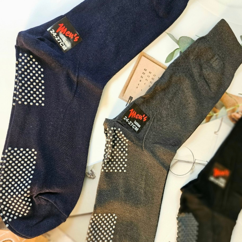 [Kaimei Cotton] 6 pairs set, dark gray MIT made in Taiwan, plain anti-slip mid-calf socks, extra large men’s socks, , large