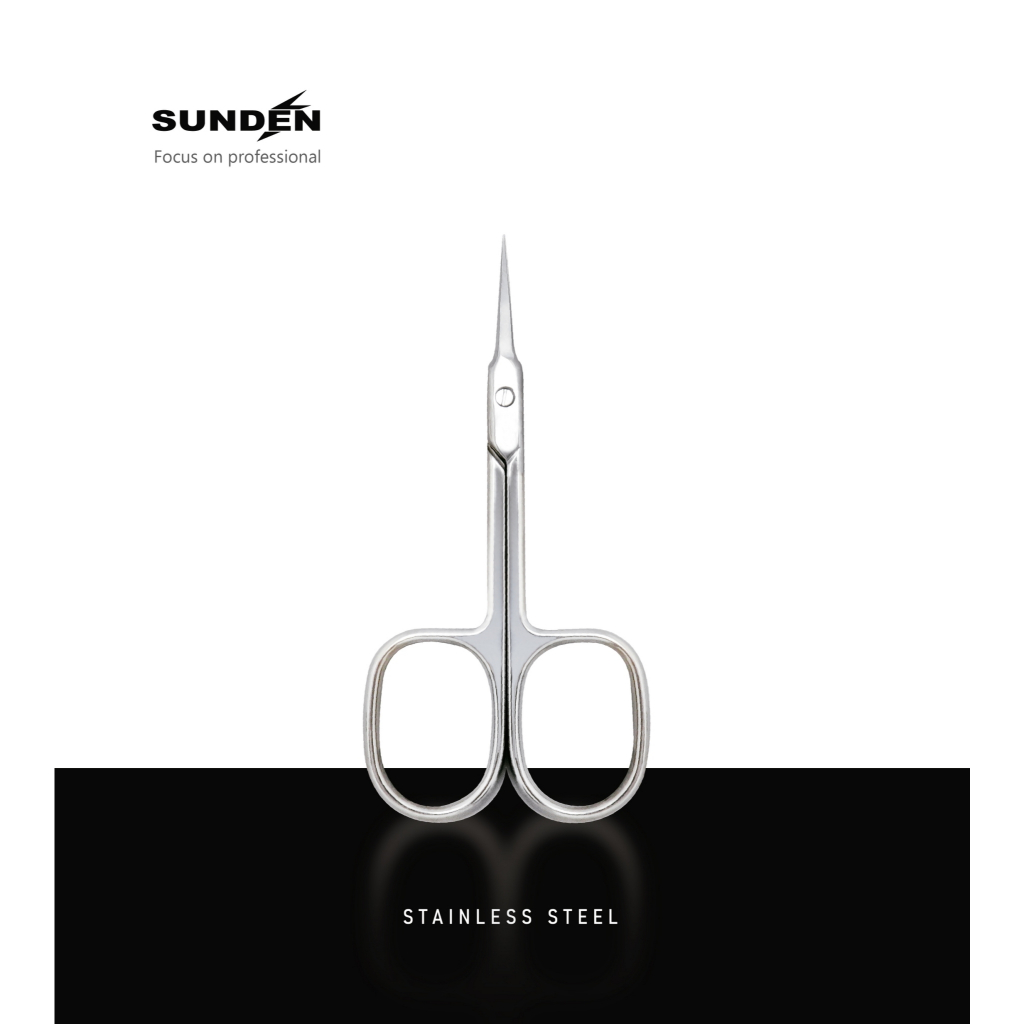 Manicure Scissors Cuticle Multipurpose - Stainless Steel Beauty Scissors for Nails, Eyebrow, Eyelash, and Foot Care Curved Blade with Ergonomic Handle for Men and Women SUNDEN SD2253A, , large