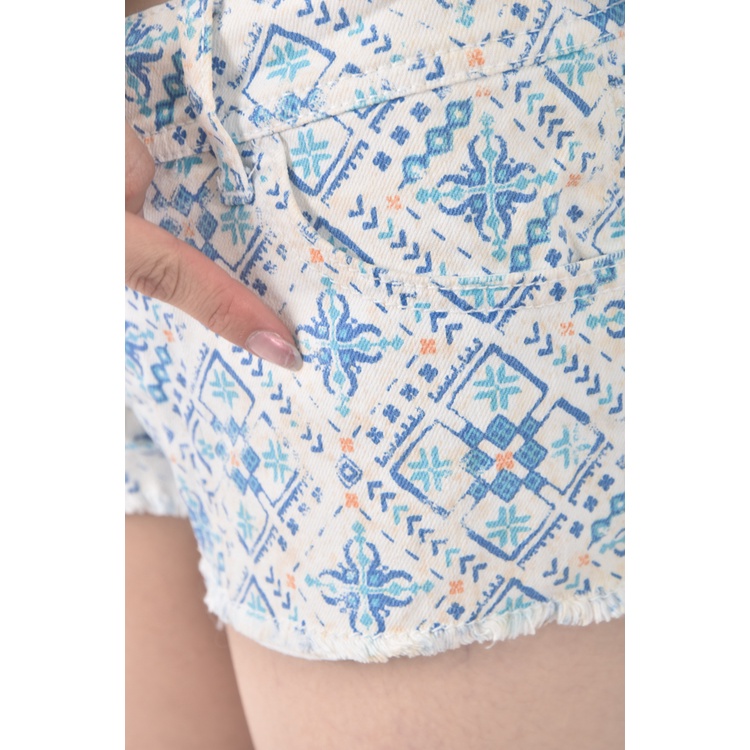 (XL) hollister丹寧牛仔質感圖紋藍色短褲二手衣, , large