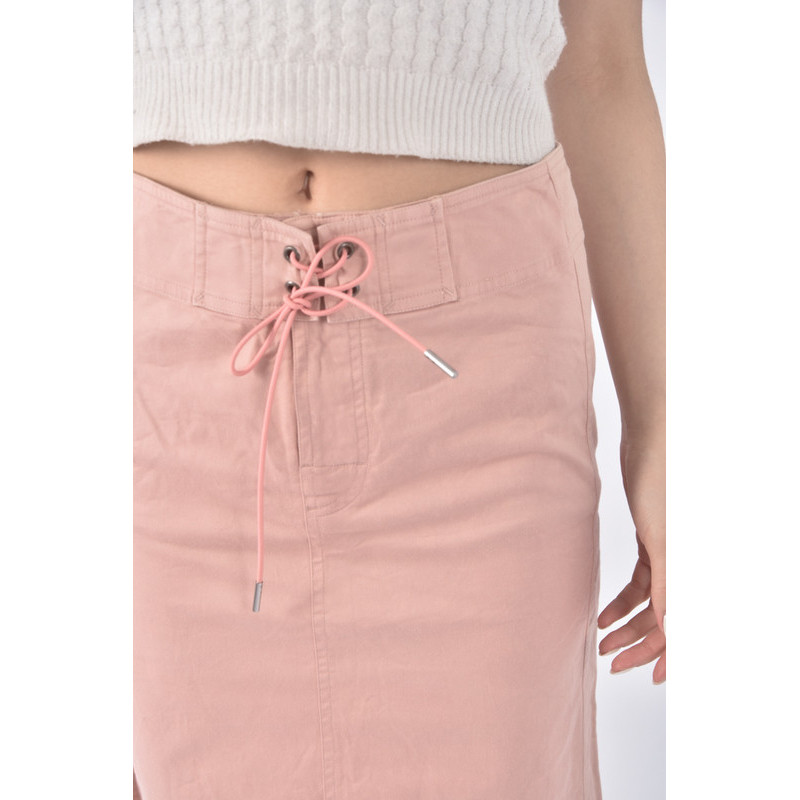 (L) gucci質感丹寧牛仔綁帶粉色短裙二手衣, , large