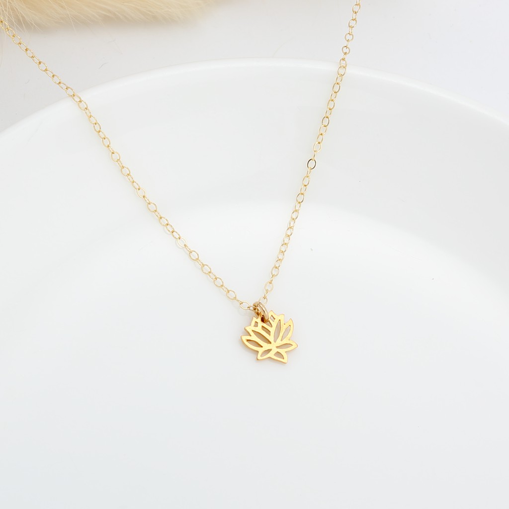 【Angel & Me】Love Lotus s925 sterling silver 24k gold plated necklace gift, , large