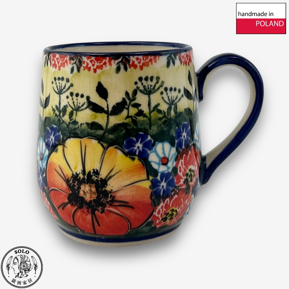 【SOLO Vintage】Cerraf Polish Pottery 320ml Mug Vivid Summer Meadow Series Made in Poland, , large