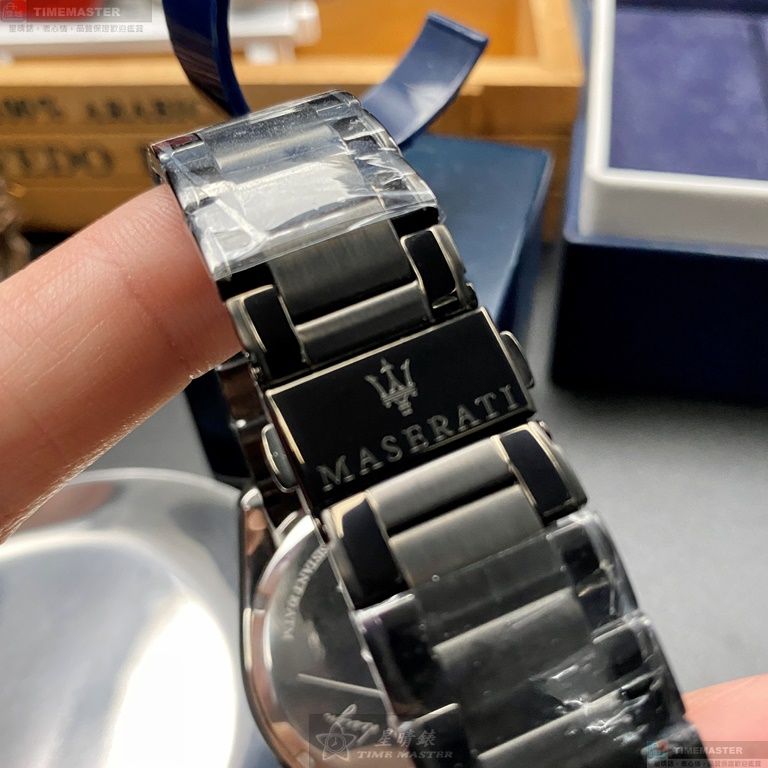 [星晴錶業]MASERATI手錶,46mm,R8871612012銀白色錶面銀錶殼深黑色精鋼錶帶款, , large