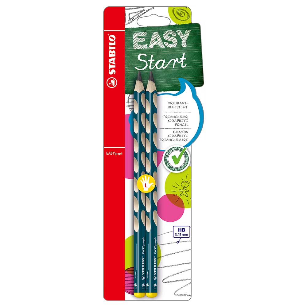 STABILO 德國 思筆樂 EASYgraph 人體工學思筆樂洞洞鉛筆 藍綠色左手 2支/入 STB-39888-5, , large