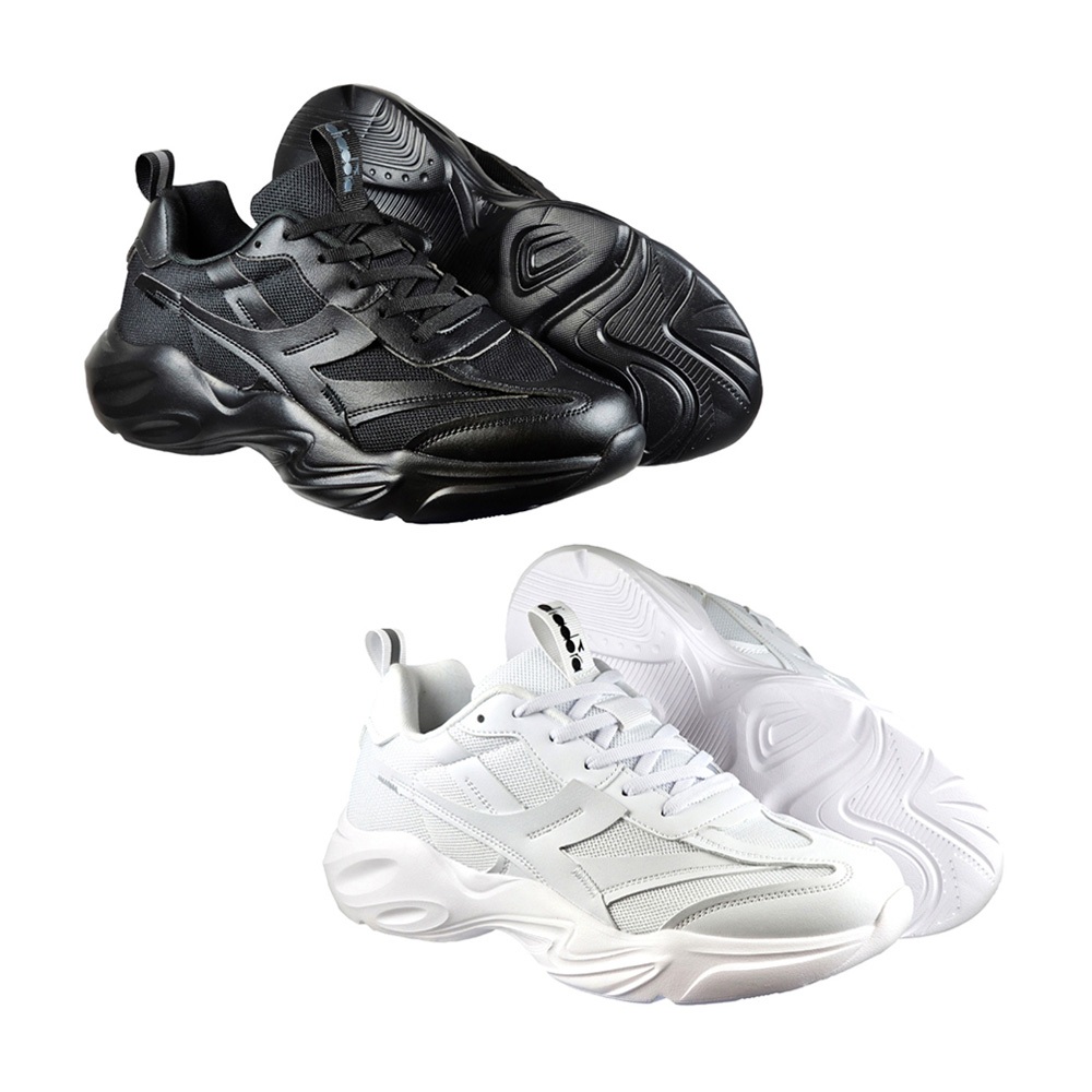 DIADORA迪亞多那 輕量時尚老爹鞋 男運動鞋 女運動鞋 男鞋 女鞋 休閒鞋 吸震 回彈 厚底 Q彈 乳膠鞋墊 黑 白, , large