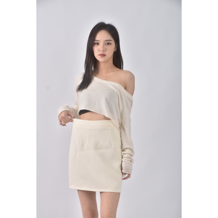 (S) farshion小香風質感杏色短裙二手衣, , large