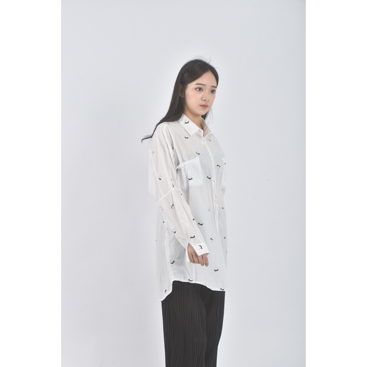 (2XL) girls落肩寬鬆白色襯衫上衣二手衣, , large