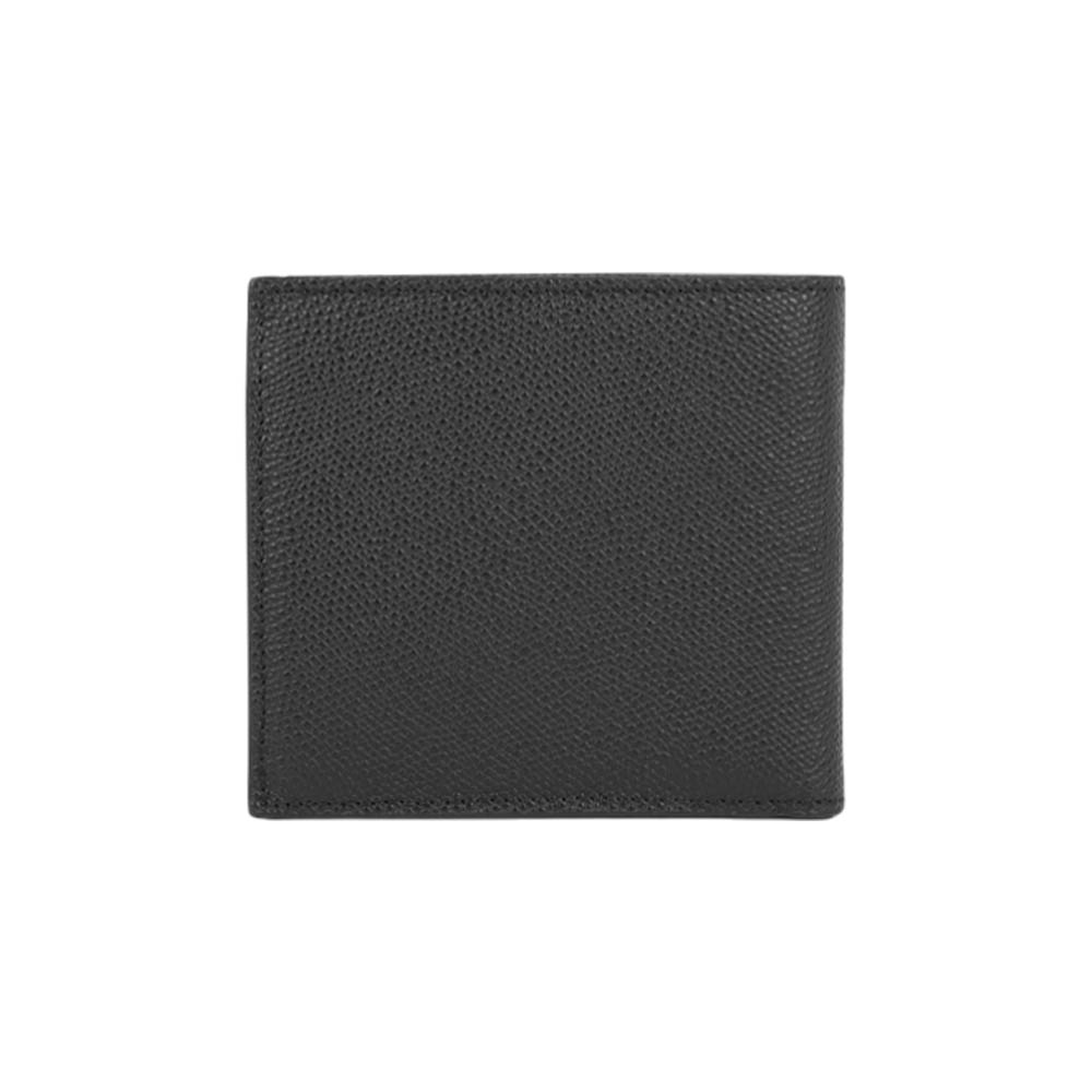 BALLY 銀字Logo 粒紋小牛皮對開零錢袋短夾(黑色), , large