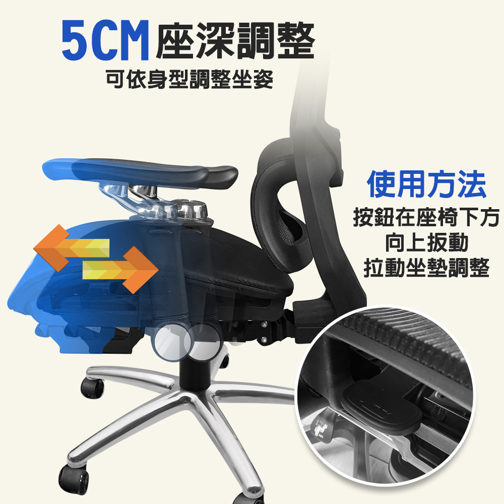 【G+居家】免組裝 人體工學8D萬向軟扶手電腦椅-黑色-鋁合金腳架-大圓弧(2吋炫風水晶黑(有飾蓋)), , large