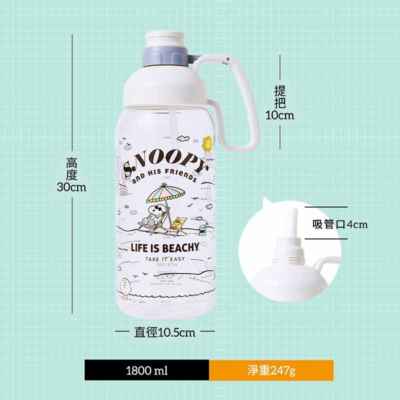 『HOUSUXI．舒希』史努比－Tritan大容量水瓶1800ml(A2), , large