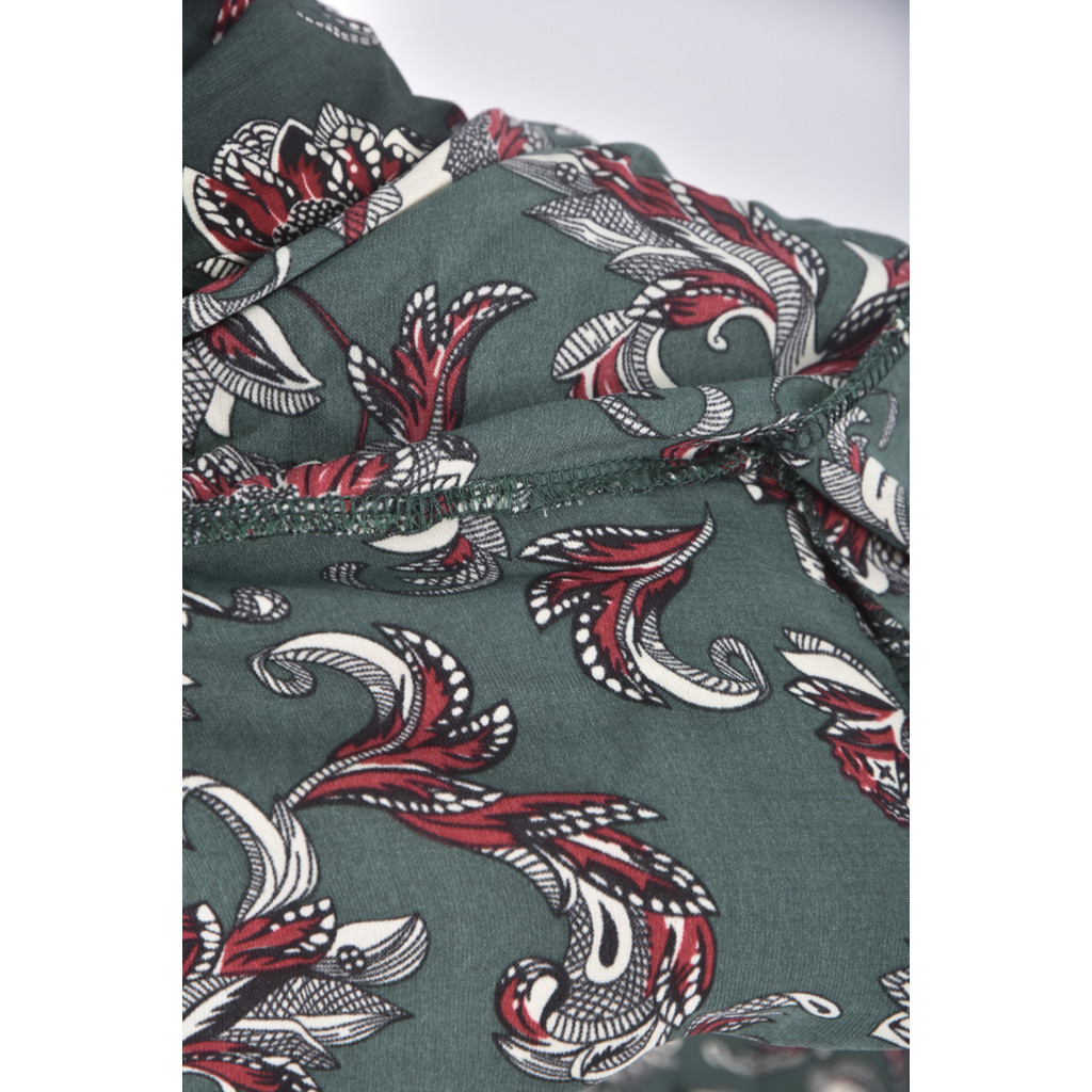 (M) 質感花紋綠色綁帶洋裝二手衣, , large