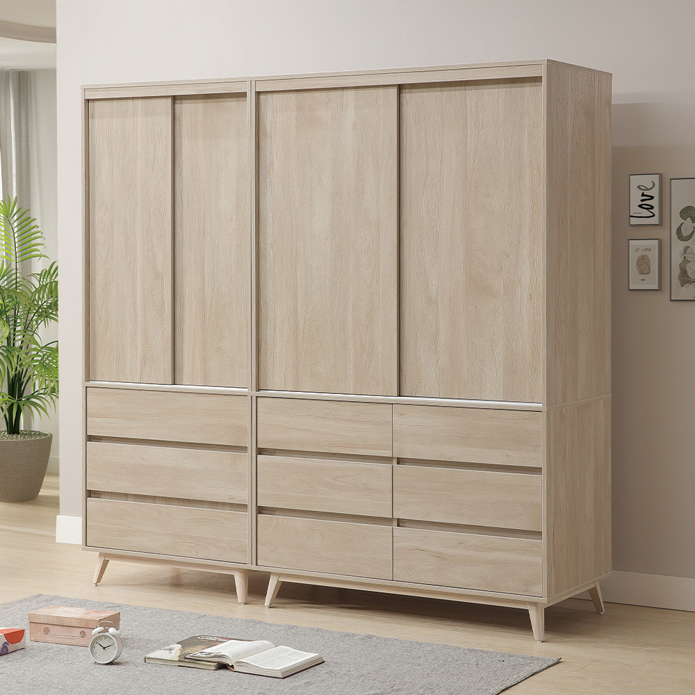 【唯熙傢俱】曼蒂橡木色4尺滑門衣櫃, , large