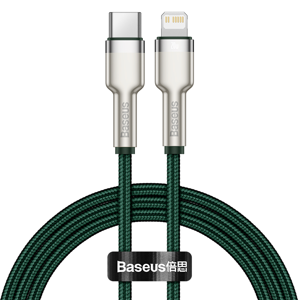 【BASEUS】倍思20W金屬卡福樂Type-C to Lightning數據線 200公分 墨綠色(充電線 蘋果線 快充線), , large