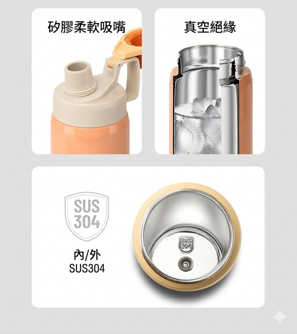 【H&R安室家】TYESO泰碩 304不鏽鋼提把保溫瓶900ml(H57), , large