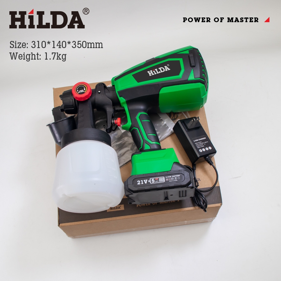 【HILDA】希爾達電動工具 21V 單電 充電式 噴漆槍 一鍵啟動控制, , large
