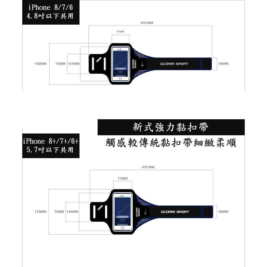 GCOMM SPORT 指紋辨識 超輕薄雙層萊卡透氣親膚 4.8吋 運動臂帶 運動酷黑, , large