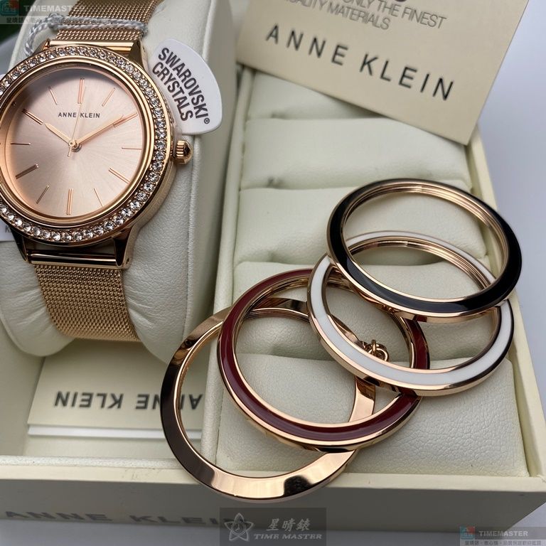 [星晴錶業]AnneKlein手錶,36mm,AN00291玫瑰金色錶面可更換錶殼玫瑰金色米蘭錶帶款, , large