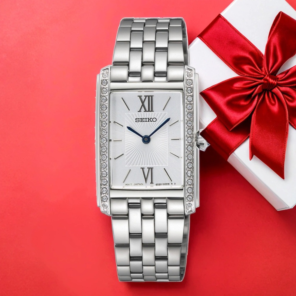 SEIKO 精工 CS 晶鑽長方形女錶 SWR091P1/4N30-00R0S, , large