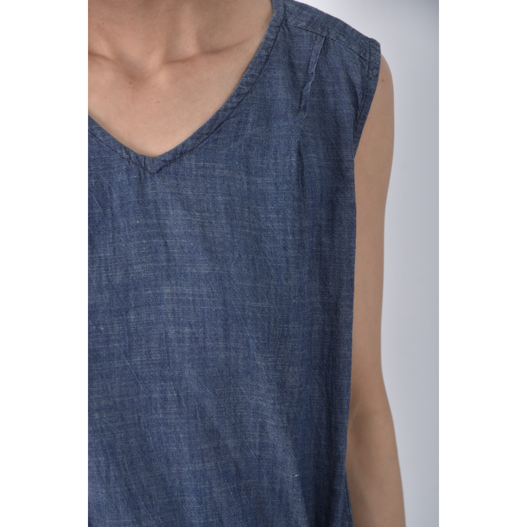 (S) 繭裹子twine fair trade質感丹寧牛仔棉質純棉藍色洋裝二手衣, , large