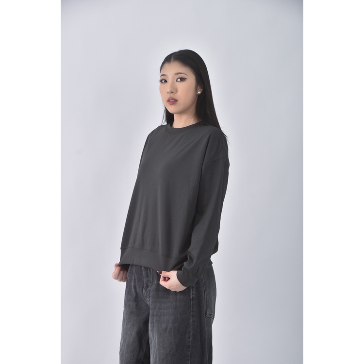 (XL) muji質感圓領綠色長袖上衣二手衣, , large