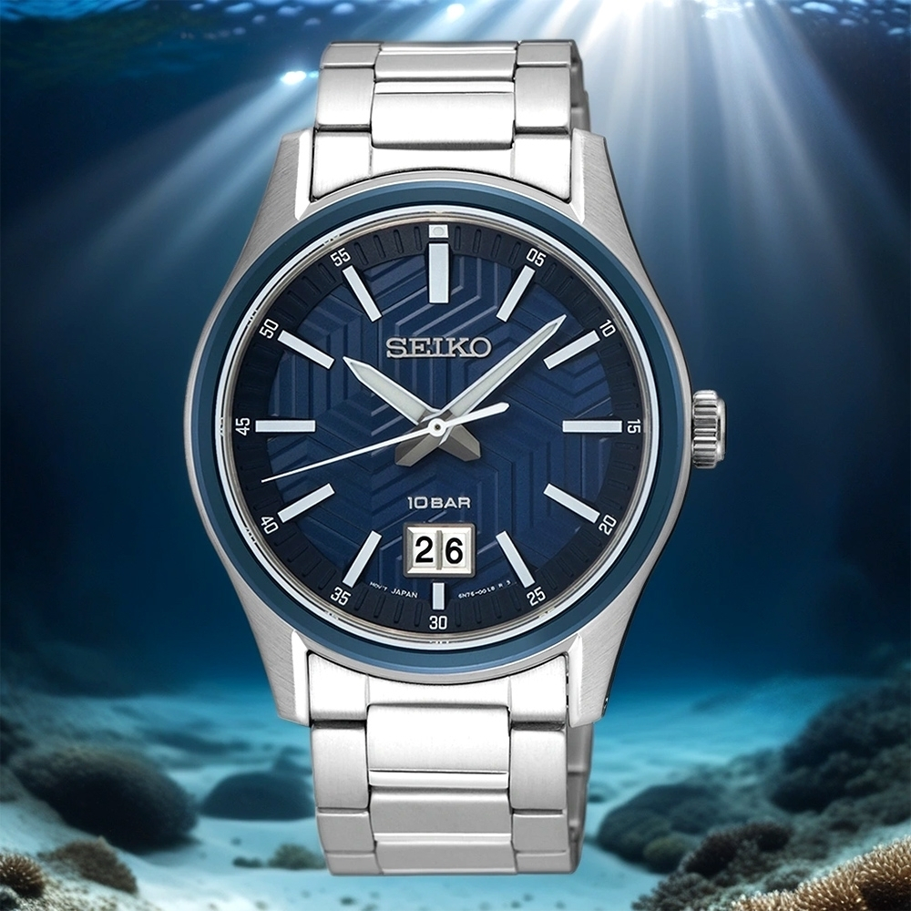 SEIKO 精工 城市簡約大日期男錶-39.5mm 6N76-00K0B(SUR559P1), , large