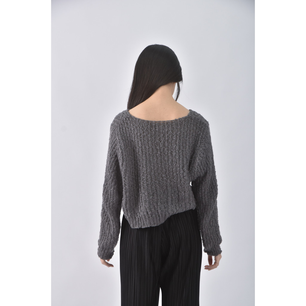 (L) bean style韓牌針織灰色長袖上衣二手衣, , large