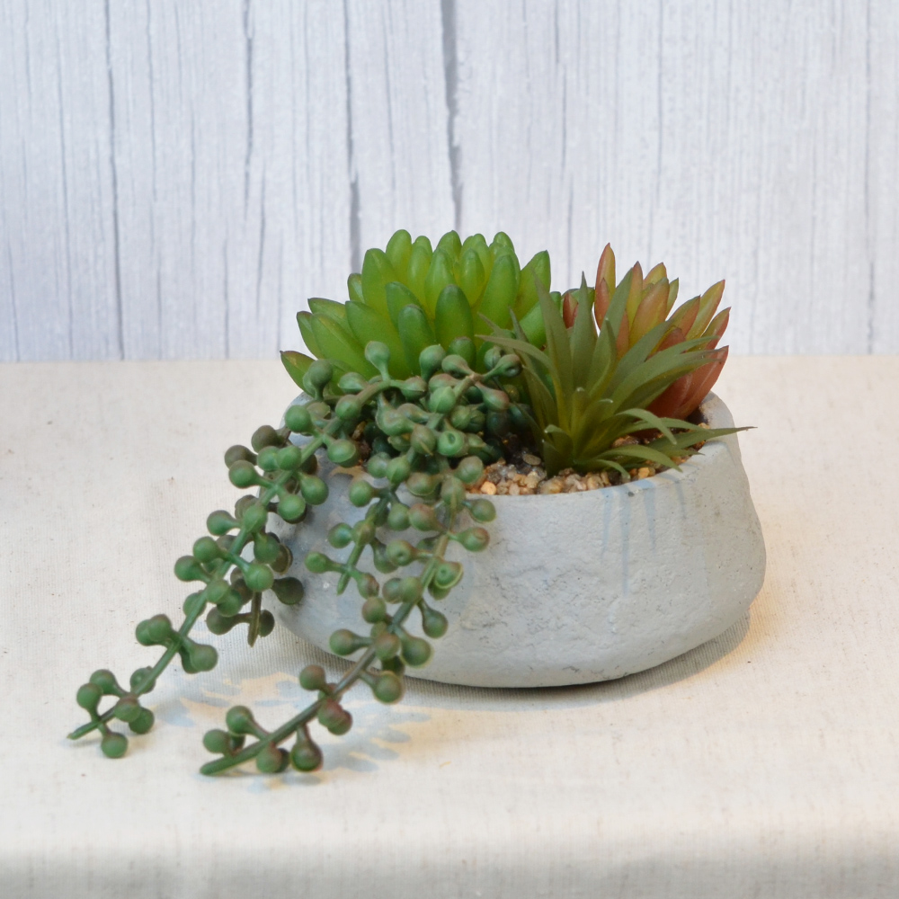【YU Living】人造多肉植物水泥盆栽 仿]真植物盆栽 4吋, , large