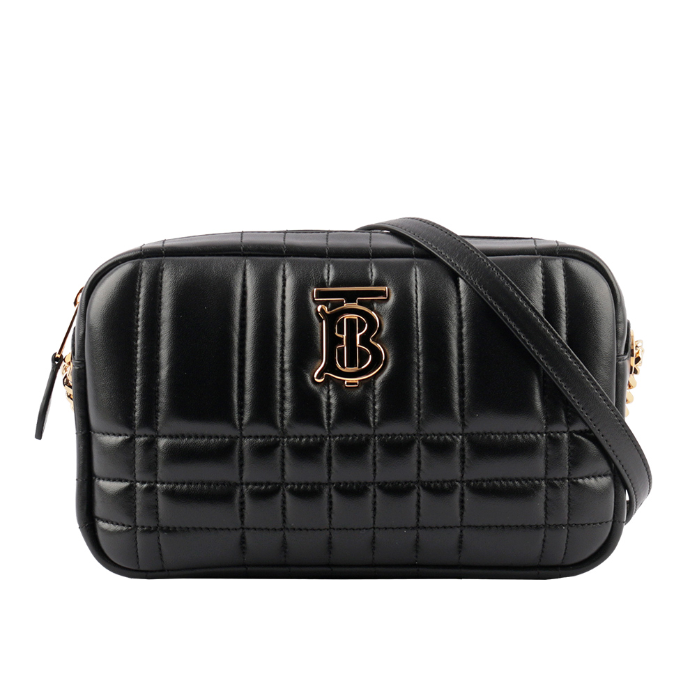 BURBERRY Lola 縫線小羊皮小款相機包/黑色, , large