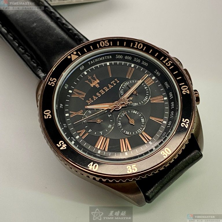 [星晴錶業]MASERATI手錶,46mm,R8851101008古銅色錶面古銅色錶殼深黑色真皮皮革錶帶款, , large