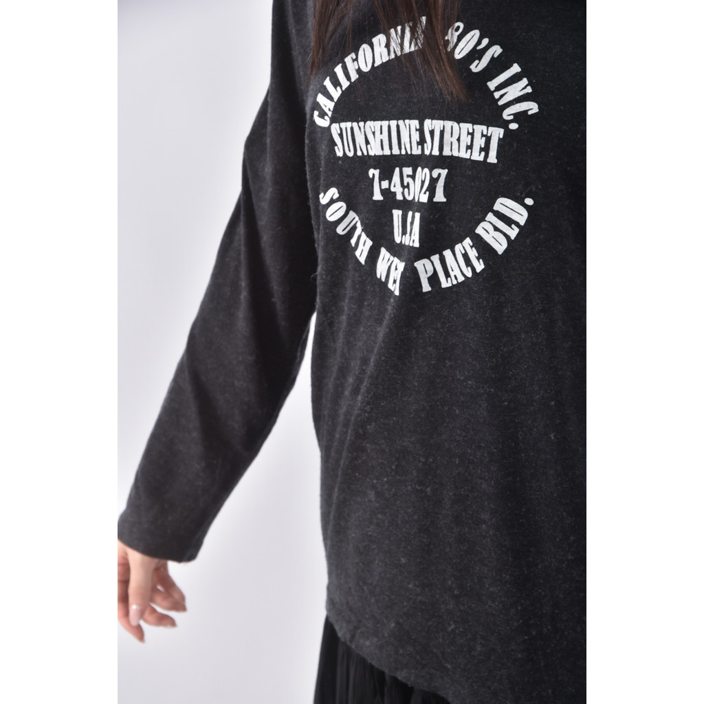 (L) lowrys farm文字黑色長袖上衣二手衣, , large