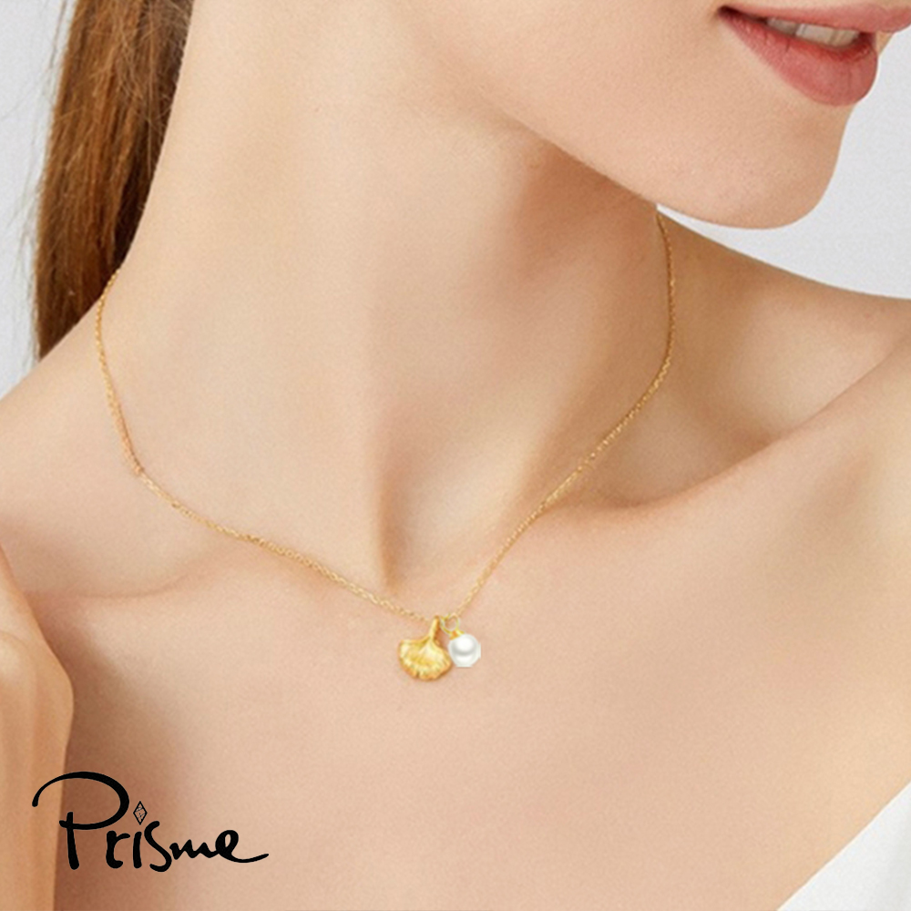 【Prisme Gold】黃金項鍊 銀杏珍珠墜飾 (金重：約0.02錢±0.01), , large