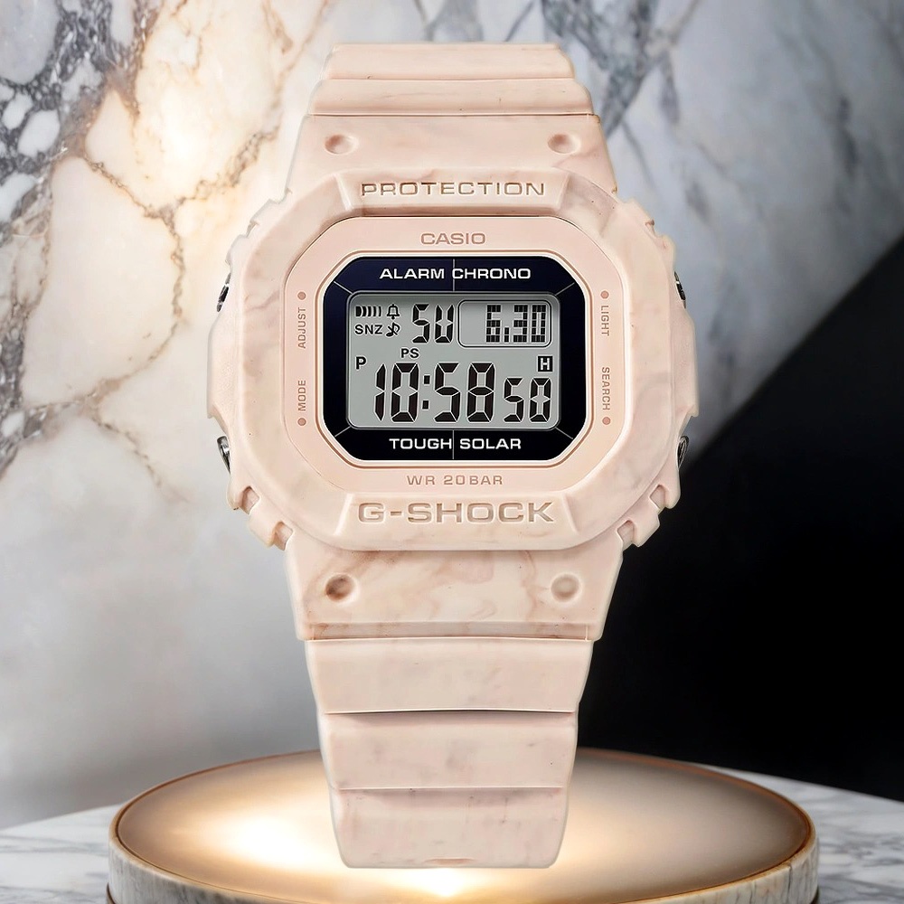 CASIO 卡西歐 G-SHOCK 大理石紋 太陽能方形女錶 GMS-S5600RT-4, , large