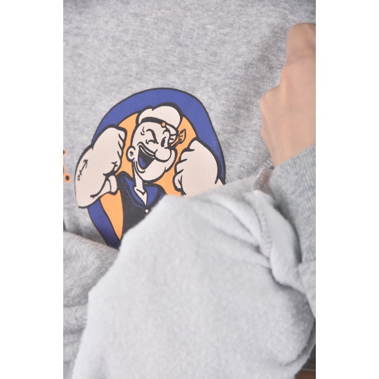 (F) 質感印花灰色長袖上衣二手衣, , large