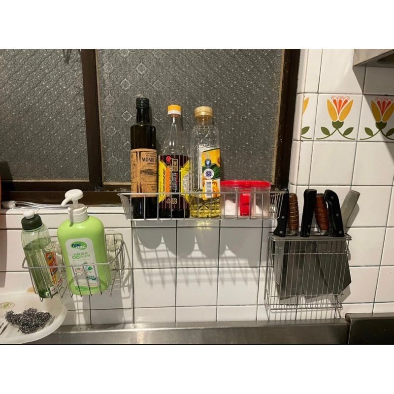 [熊好貼國際]菜刀架 台灣製造304不鏽鋼 無痕掛勾黏貼式掛架 粗糙牆面可貼 壁掛菜刀架 黏貼式刀具架 菜刀收納架, , large