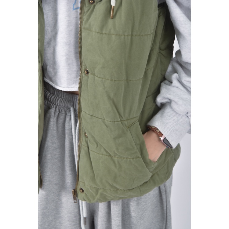 (S) fifty percent棉質純棉連帽背心綠色外套二手衣, , large