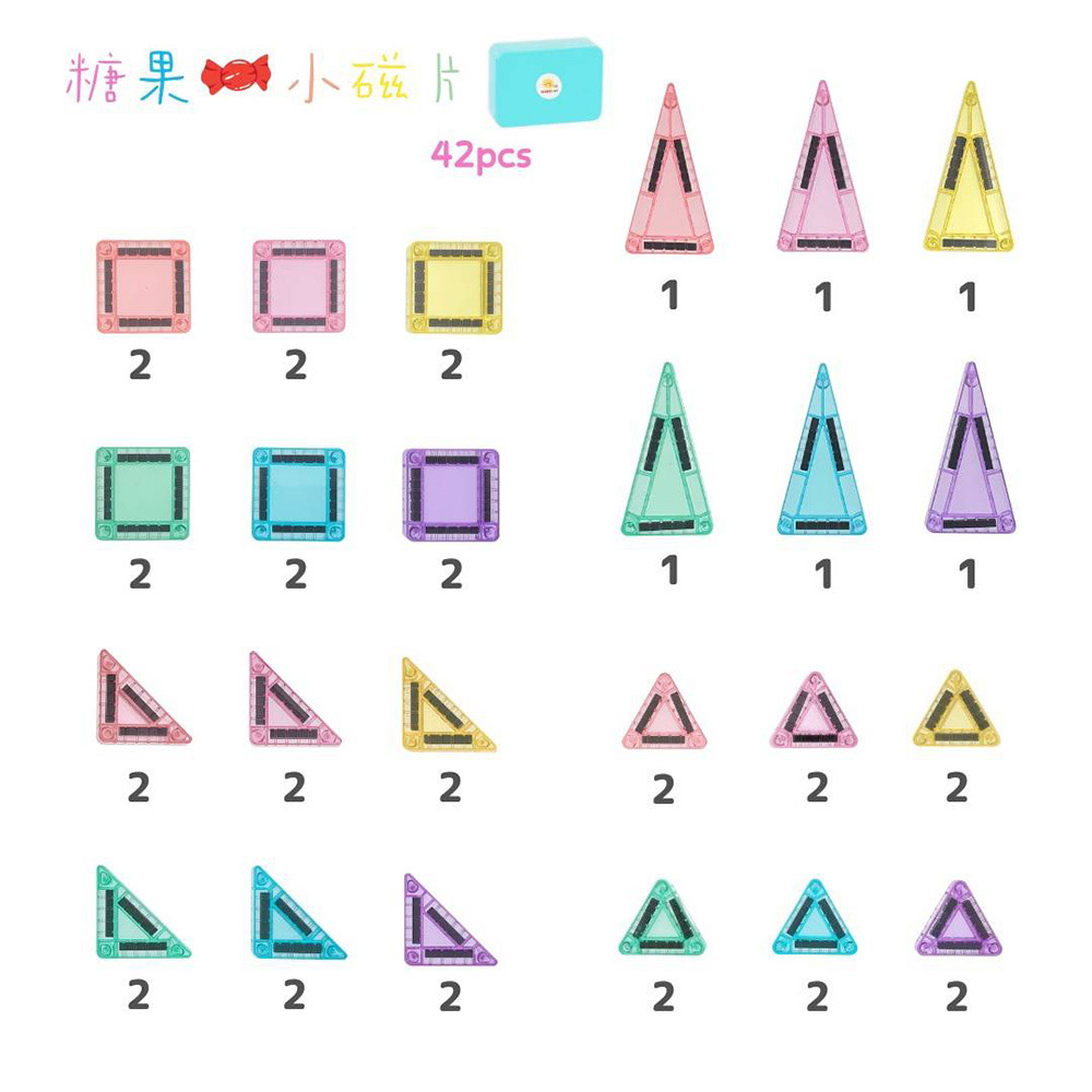 【啾愛你】ScienceBaby 糖果雪鑽小磁力片 42片, , large
