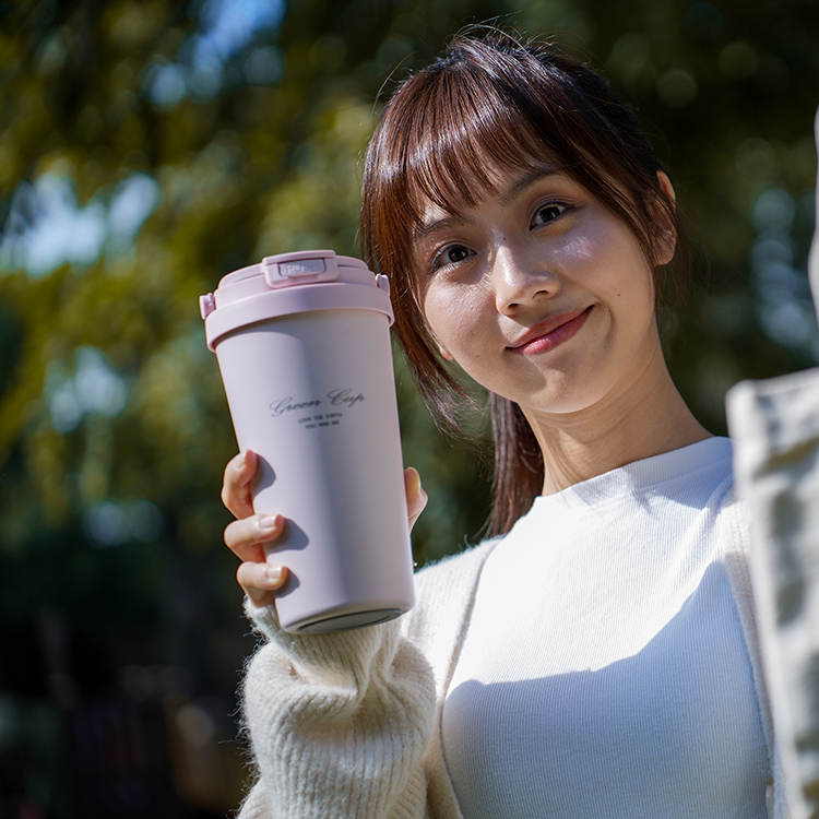 GREEN CUP 芊杯304不鏽鋼陶瓷手提直吸飲兩用保溫杯-玫瑰粉-700ml, , large
