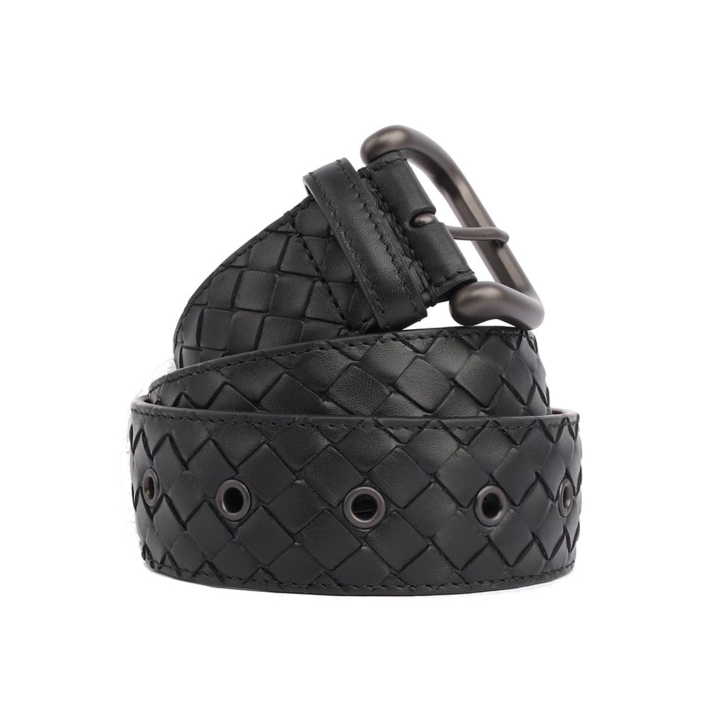 BOTTEGA VENETA 牛皮編織皮帶90CM/36"寬3.5cm/黑色, , large