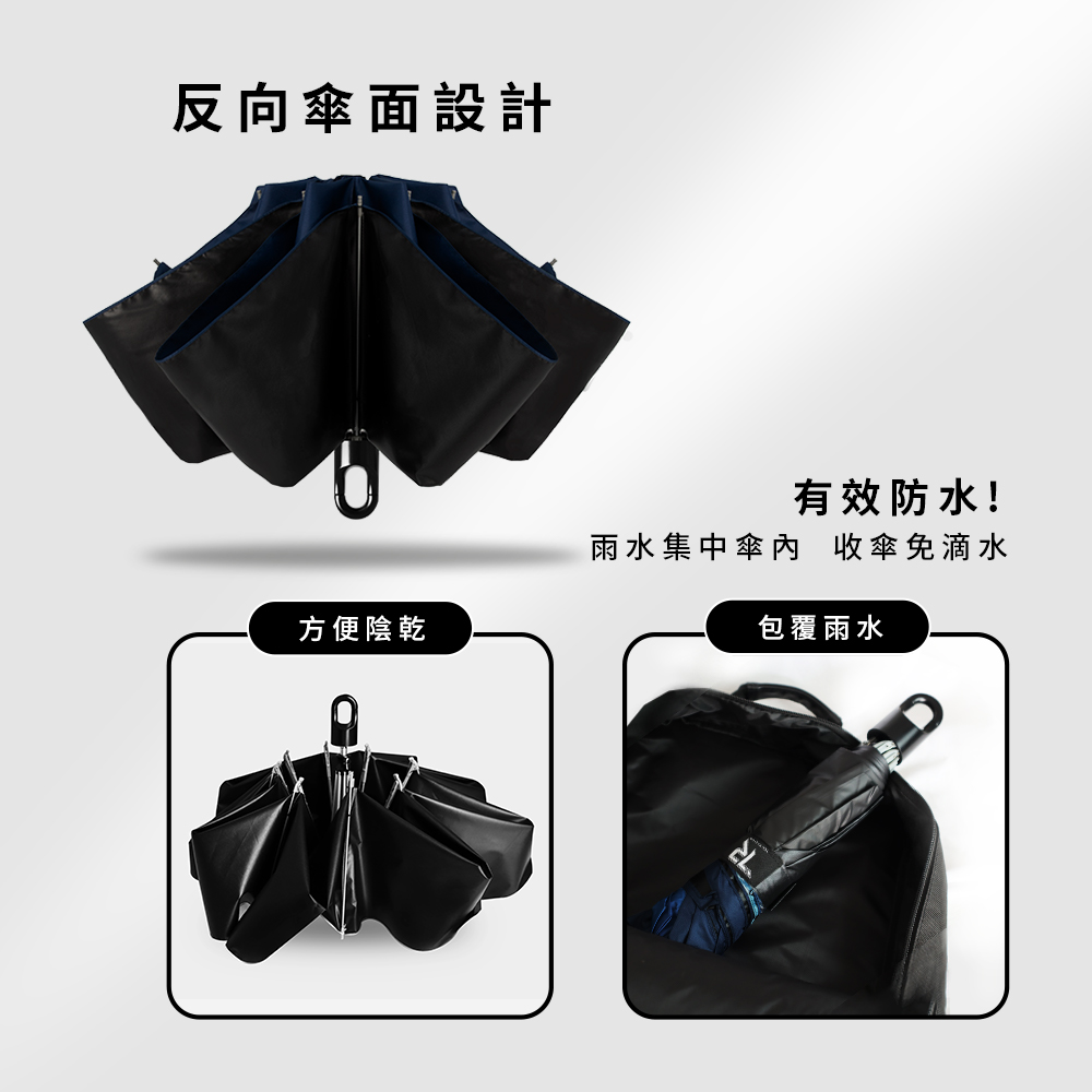 [TDN] Moon Cat  Cooling Auto-Fold Umbrella – Instant Close Umbrella (B7433C) – Navy Blue, , large