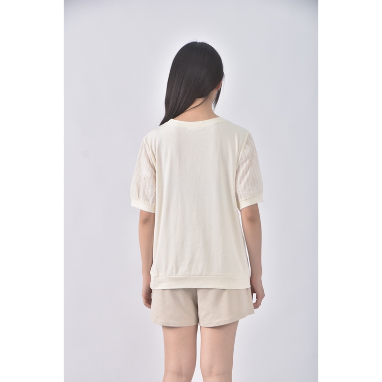 (M) 8 e質感棉質圓領杏色短袖上衣二手衣, , large