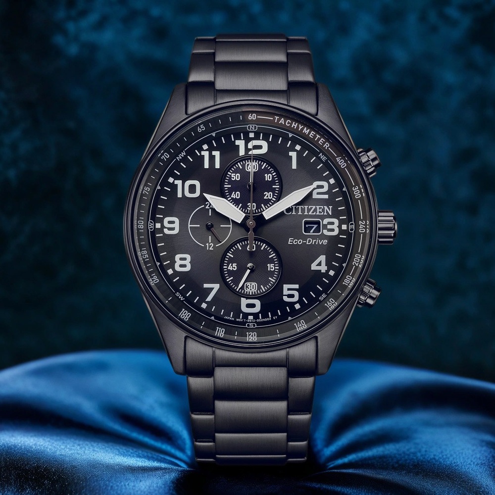 CITIZEN 星辰 軍風飛行錶 光動能三眼計時手錶 CA0775-79E, , large