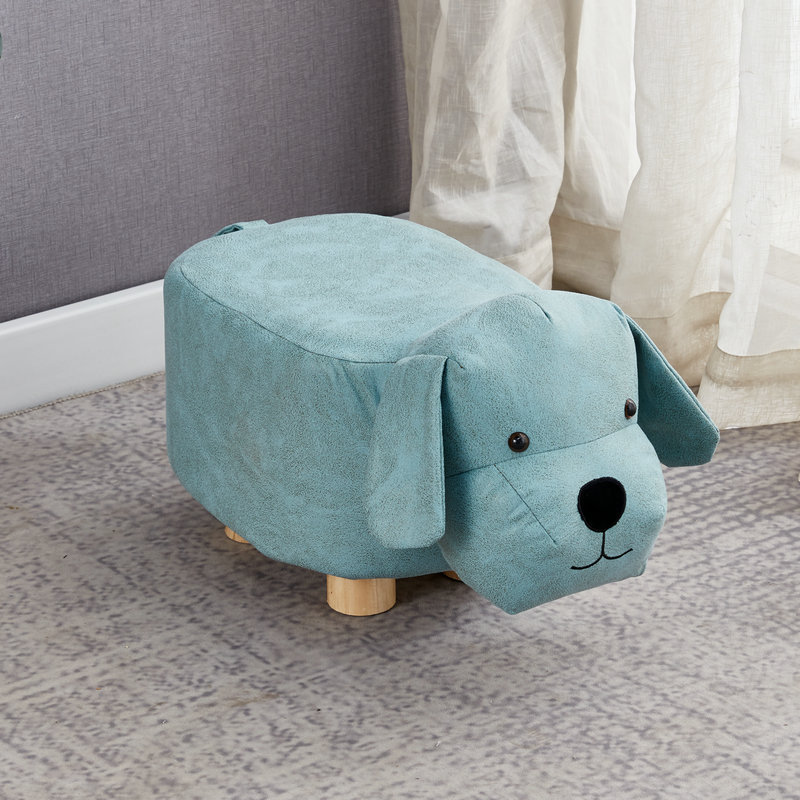 創意動物造型實木兒童小矮凳小狗綠色, , large