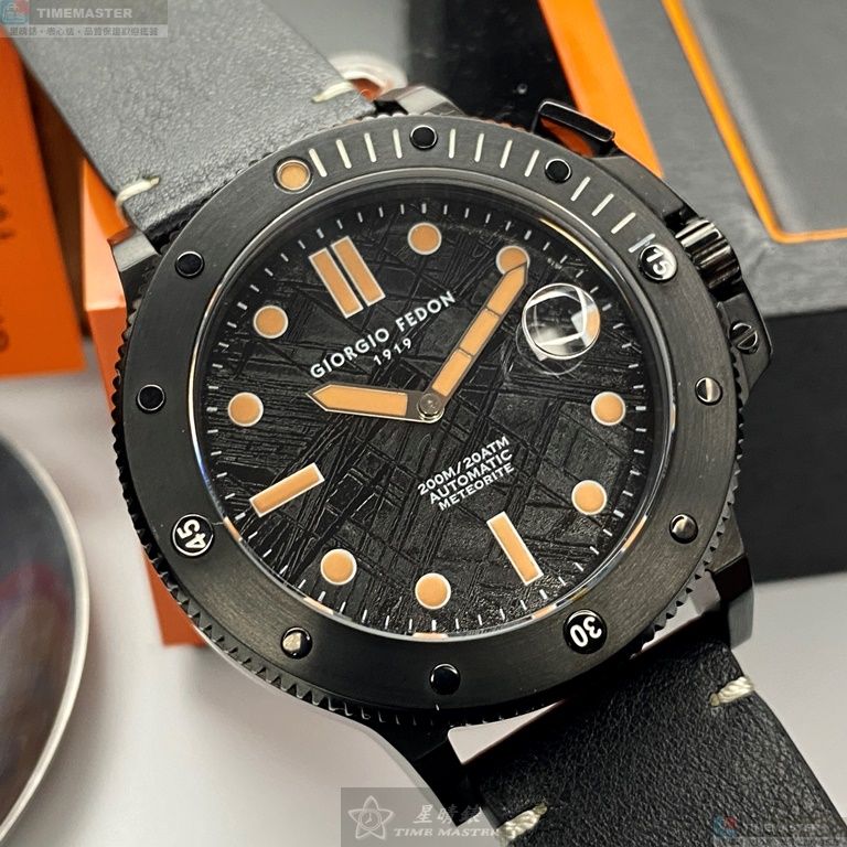 [星晴錶業]GiorgioFedon1919手錶,46mm,GF00084黑色錶面黑錶殼深黑色真皮皮革錶帶款, , large